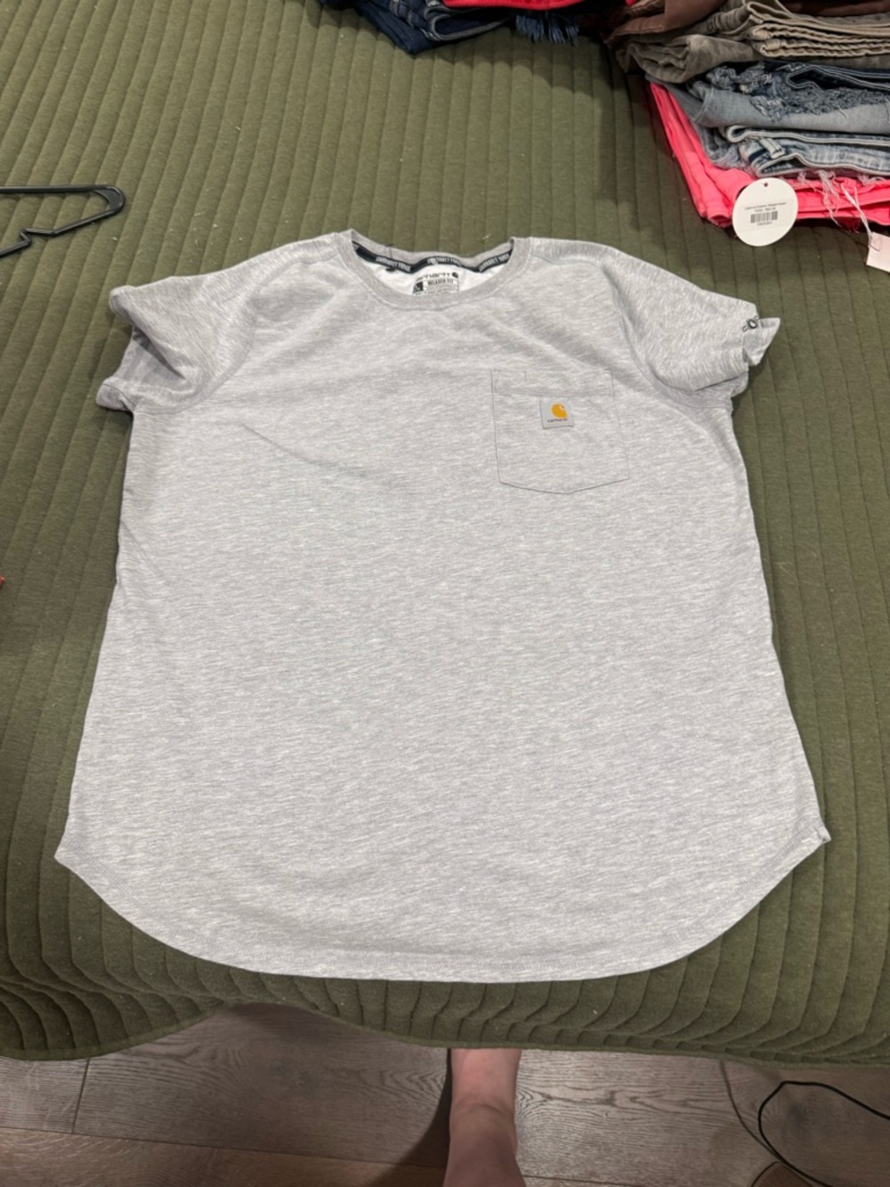 Carhartt Light Heather Gray Pocket T-Shirt with Logo